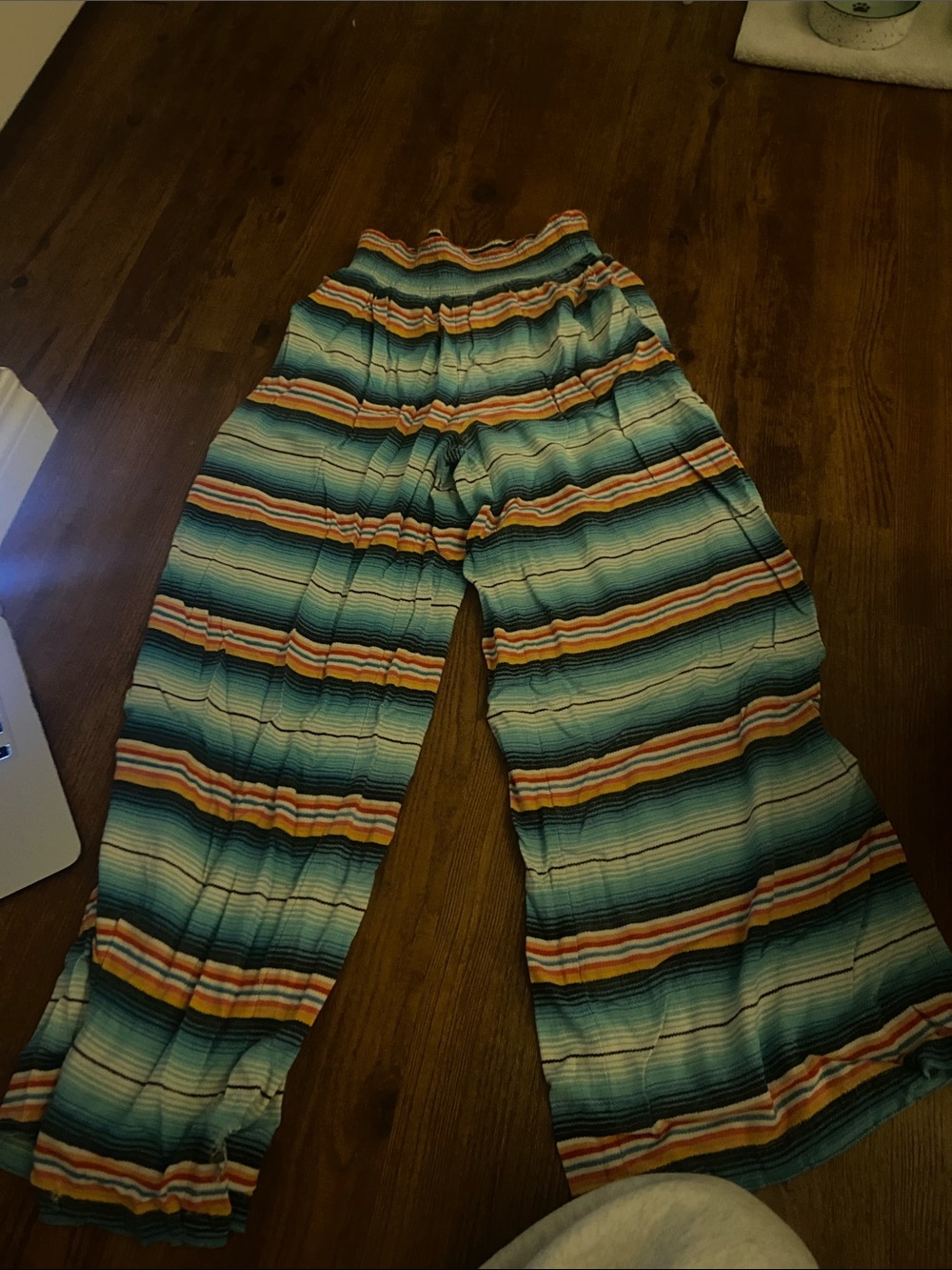 Ariat Teal & Orange Striped Wide-Leg Pants